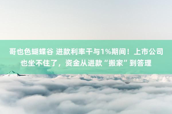 哥也色蝴蝶谷 进款利率干与1%期间！上市公司也坐不住了，资金从进款“搬家”到答理