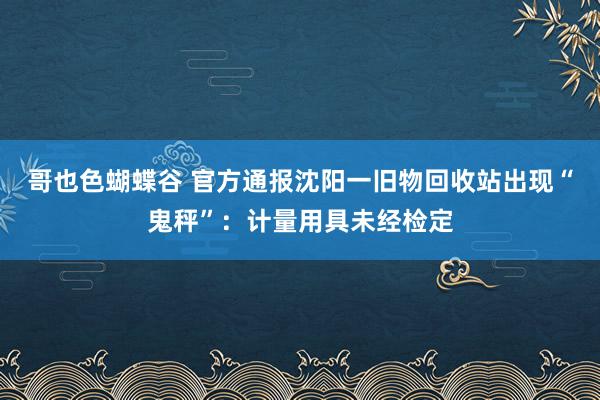 哥也色蝴蝶谷 官方通报沈阳一旧物回收站出现“鬼秤”:计量用具未经检定