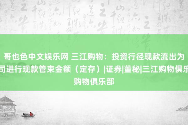 哥也色中文娱乐网 三江购物:投资行径现款流出为公司进行现款管束金额(定存)|证券|董秘|三江购物俱乐部